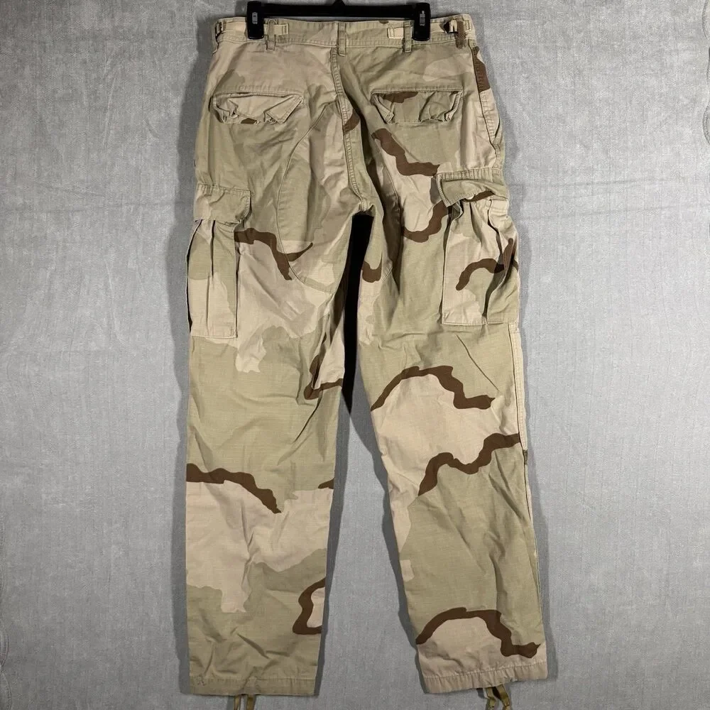 Vintage 90's US Military 3 Color Desert Camo Cargo Pants Mens Medium Long DCU